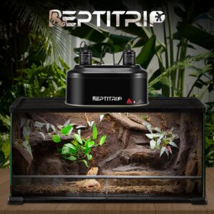 REPTITRIP Dual Reptile Light Fixture, Suitable for Reptile Heat Lamp and UVB Reptile Light, Maximum 150W, Reptile Lighting Accessories, Improve UVB and Heat Lamp Performance E26 Socket