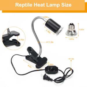 Catcan 50W Reptile Heat Lamps, UVA UVB Reptile Light with 2 Heat Bulbs, 360°Rotatable Clips Adjustable Switch Heat Lamp for Turtle Lizard Snake Aquarium Amphibian Yellow Light