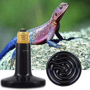 WUHOSTAM 2 Pack 100W Infrared Ceramic Heat Lamp, Black Reptile Heat Bulb No Light Emitter, Pet Heater for Aquarium and Terraium, Chicken Coop, Lizard, Turtle, Brooder, Snake, No Harm, ETL Listed