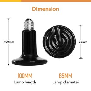 Simple Deluxe Clamp Lamp Light with Steel Cage Wire Grillup and 150W Reptile Ceramic Heat Bulb, E26 Socket, 6' Cord for Amphibian Pet & Incubating Chicken,Silver