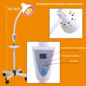 LHCYLDQ Infrared Light,275W Red Near Infrared Heat Lamp for Relieve Joint Pain and Muscle Aches,Adjustable Red Light Standing Lamp Set(White)