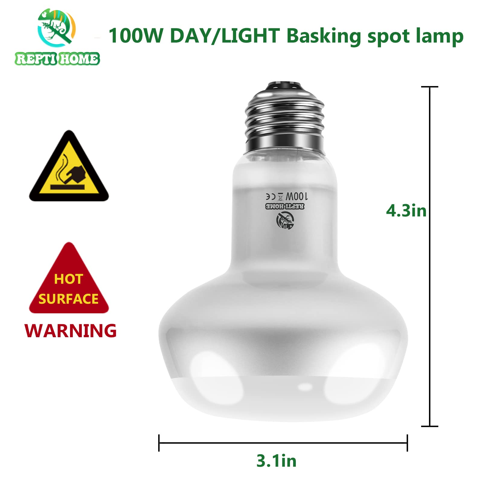 REPTI HOME Reptile Heat Lamp Bulbs Intense 100W 4 Pack, Reptiles & Amphibians UVA Basking Spot Lamp Bulb,Simulate Natural Sunlight Reptile Daylight Heat Bulb for Bearded Dragon, Snake