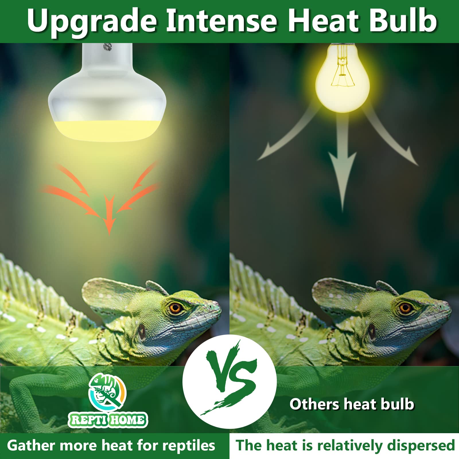 REPTI HOME Reptile Heat Lamp Bulbs Intense 100W 4 Pack, Reptiles & Amphibians UVA Basking Spot Lamp Bulb,Simulate Natural Sunlight Reptile Daylight Heat Bulb for Bearded Dragon, Snake