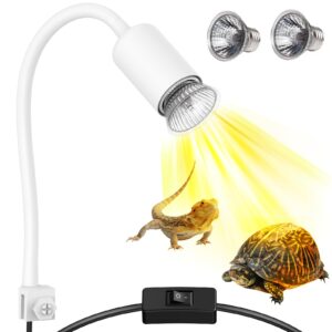 moonorange reptile heat lamp, 360° rotatable uva/uvb light lamp with 2 pack basking bulbs (25w + 35w), suitable for bearded dragon, reptiles, turtle, lizard, snake (white)