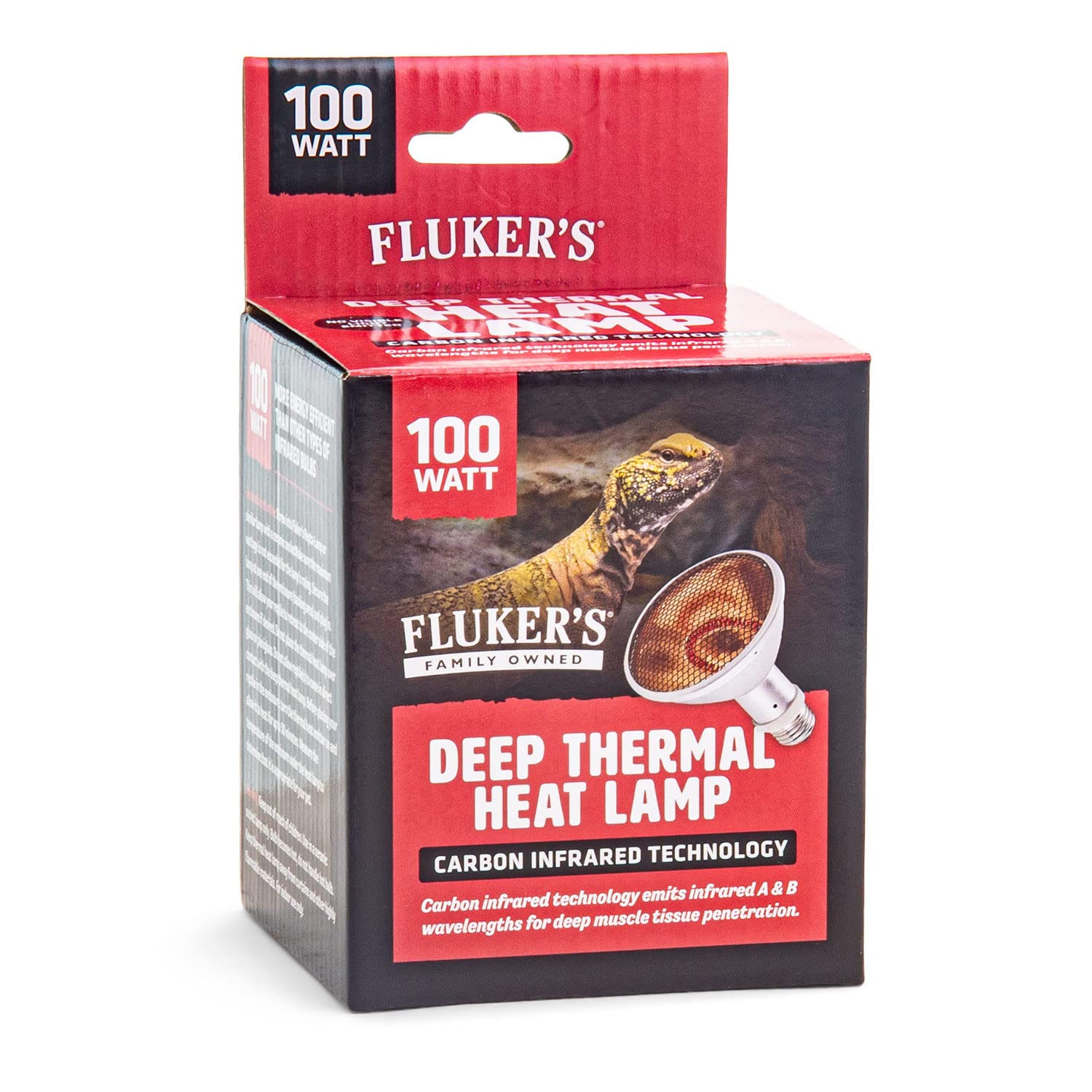 Fluker's Deep Thermal Heat Lamp for Reptiles with Carbon Infrared Technology, for All Reptile Tanks, Great for Basking, 100 Watt