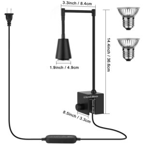 ZJNBMTFY Reptile Heat Lamp, UVAB Reptile Light with Clamp,360° Rotatable Turtle Heating Lamp, Turtle Light for Reptile Bearded Dragon Reptiles Turtle Lizard Snake Heat Lamp, 2 Basking Bulbs Included…