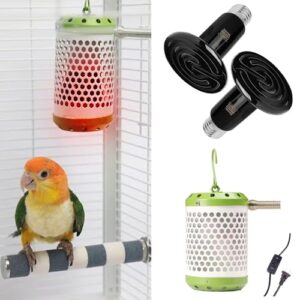 MANON ROSA Bird Cage Heater for Parakeets Chickens Parrots - Thermostatic Socket, No-Light Lamp with 2 Ceramic Bulbs (E27 110V) - Small Pet Winter Warming Equipment(50W&100W)