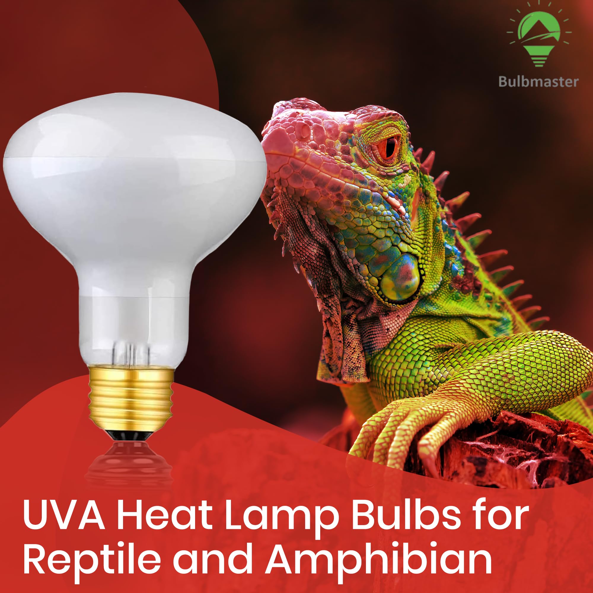 BULBMASTER Reptile Heat Lamp Bulb 100 Watts UVA Basking Light for Reptiles and Amphibian, Basking Light for Bearded Dragon, UVA Reptile Light Bulb E26 Base 2 Pack