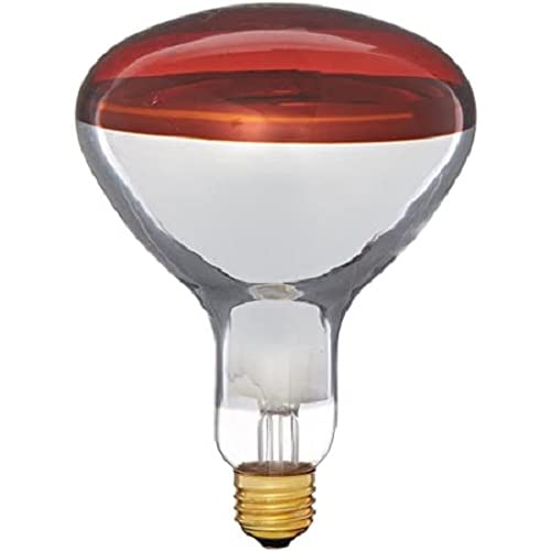 Satco S4884 120V 250 Watt R40 Medium Base Shatterproof Heat Lamp, Red