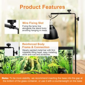 Simple Deluxe Reptile Lamp Stand Adjustable 14-26 inch Metal Bracket Floor Light Holder for Reptile Glass Terrarium Heating Light, Amphibian and Aquarium Tank