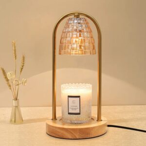 Ehtacep Candle Heater, Candle Heater Lamp with Timer and Dimmer Candle Heater, Bedroom Home Vintage Decoration with 2 * 50W Bulbs (Gold B)