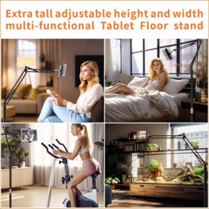 82" Reptile Dual Lamp Stand with Two 16" Hooks, Hang 10.5 Lbs Very Stable, Reptile Heat Light Stand with 6.9 Lbs Metal Base, Height Adjustable from 15" to 82", Tablet Floor Stand