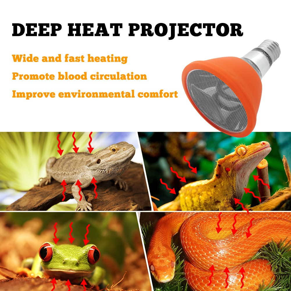 TEKIZOO Deep Heat Lamp Infrared Heater Light for Reptile and Amphibian Pet (100 W)