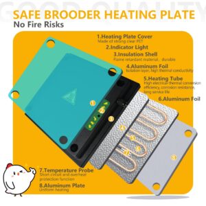 Kufika Chick Brooder Heating Plate - 12" x 10" Adjustable Height Brooder Heat Plate for Chicks and Ducklings, Warms Up to 20 Chicks