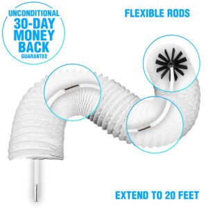 40 Feet Dryer Vent Cleaner Kit, Flexible Lint Brush with Drill Attachment, Extends Up to 40 Feet for Easy Cleaning, Reusable Strong Nylon Synthetic Brush Head, Use with or without a Power Drill