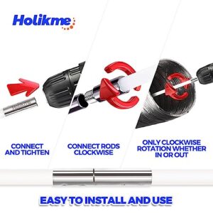 Holikme 60 Feet Dryer Vent Cleaner Kit,Lint Remover Flexible Brush and Drill Attachment Extends Up to 60Feet, 2 Synthetic Brush Head Use with or Without a Power Drill