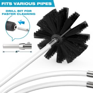 Sealegend 30 FEET Dryer Vent Cleaner Kit Double Synthetic Brush Head Upgraded Flexible Quick Snap Brush with Drill Attachment Extend Up to 30 FEET Fireplace Chimney Brushes