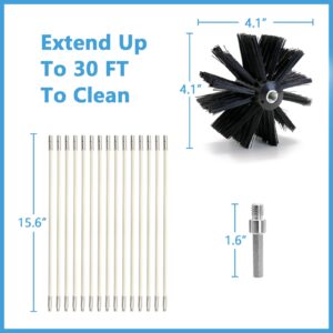 Dryer Vent Cleaner Kit, Lint Remover, Flexible Reusable Strong Nylon Rods Extends Up to 30 Feet, Lint Brush Head, Cleaning Duct Pipes, Use with or Without Power Drill