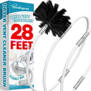 sealegend 28 feet dryer vent cleaner kit flexible quick snap brush with drill attachment extend up to 28 feet for easy cleaning upgraded dryer vent cleaning kit use with or without a power drill
