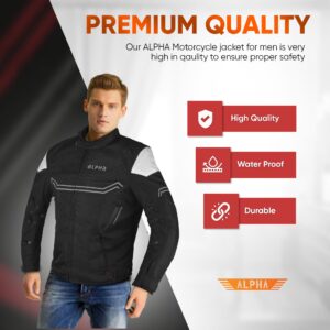 Motorcycle Jacket For Men Enduro Dualsport Riding High Visibility Dirtbike Ce Armor Waterproof All Season (BLACK, MEDIUM)