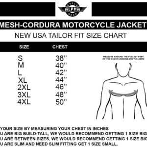 ALPHA CYCLE GEAR HI VIS MESH MOTORCYCLE JACKET FOR MENS RIDING BIKERS RACING DUAL SPORTS BIKE ARMORED PROTECTIVE... (BLACK, X-LARGE)