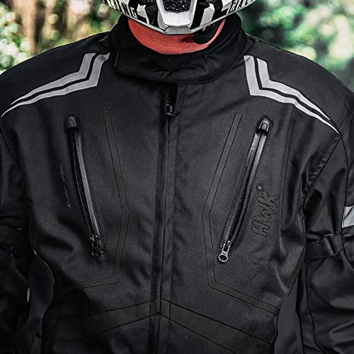 HWK Motorcycle Jacket for Men and Women Scorpion with Cordura Fabric for Enduro Motorbike Riding and Armor Foam Padding for Impact Protection, Dual Sport Motorcycle Jacket - All-Black, Large