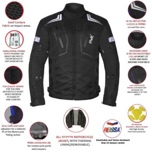 HWK Motorcycle Jacket for Men and Women Scorpion with Cordura Fabric for Enduro Motorbike Riding and Armor Foam Padding for Impact Protection, Dual Sport Motorcycle Jacket - All-Black, Large