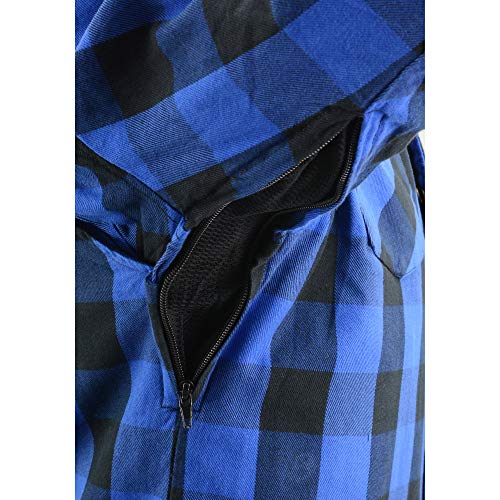 Milwaukee Leather MPM1634 Men's Plaid Flannel Biker Shirt with CE Approved Armor - Reinforced w/Aramid Fiber - 4X Blue