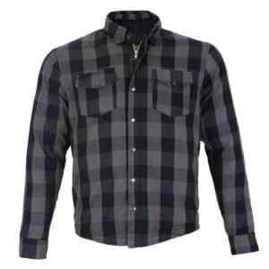 Mens Motorcycle Lightweight Waterproof CE armor Blk/White & Gray Checkered Flannel Riding Jacket Shirt (as1, alpha, 2x, regular, regular, Blk/Gray, 2X-Large)