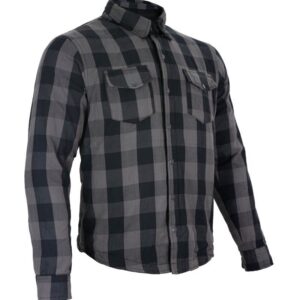 Mens Motorcycle Lightweight Waterproof CE armor Blk/White & Gray Checkered Flannel Riding Jacket Shirt (as1, alpha, 2x, regular, regular, Blk/Gray, 2X-Large)