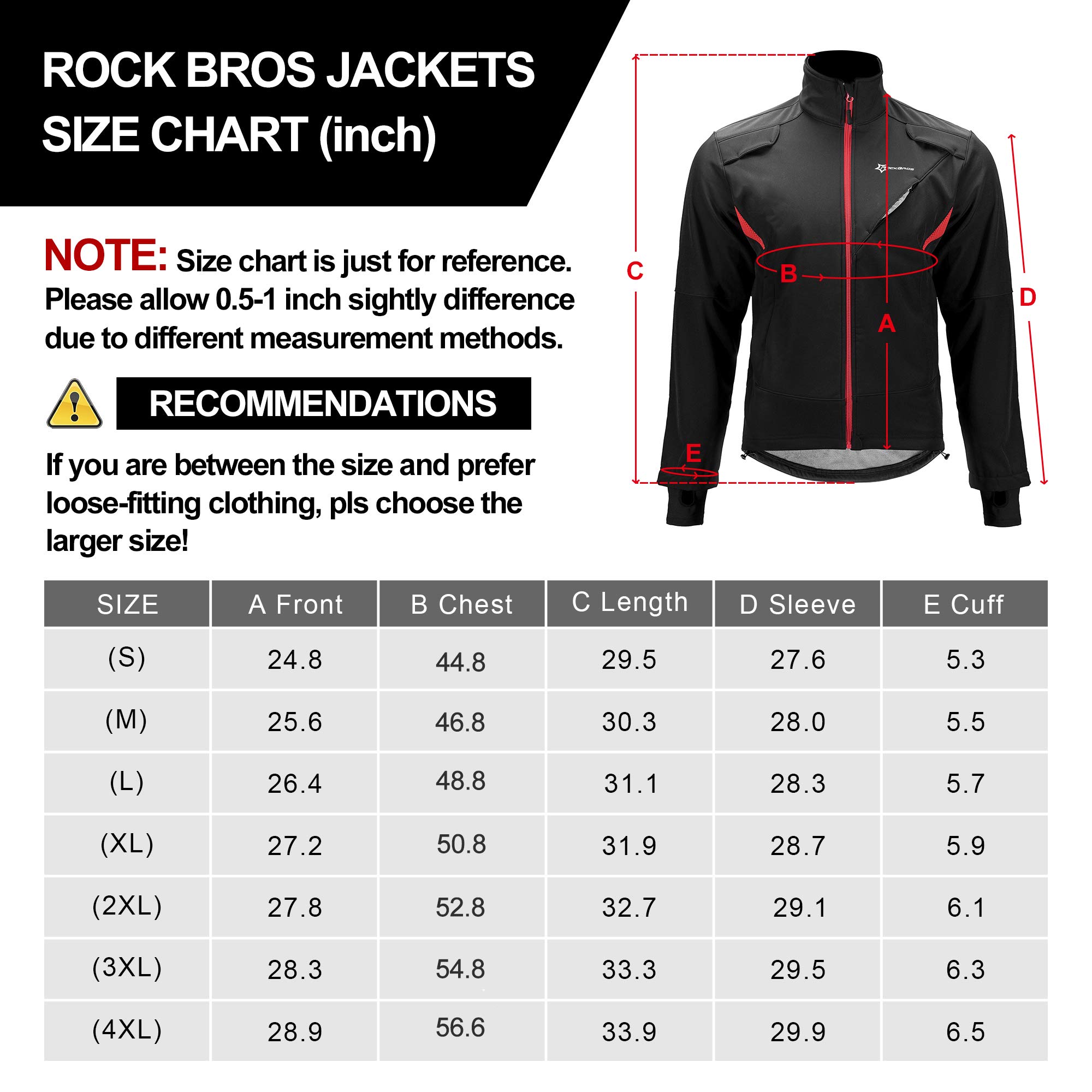 ROCKBROS Winter Cycling Jacket for Men Thermal Fleece Windproof Jacket Running Biking Hiking