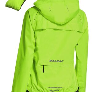 BALEAF Women's Rain Jackets Waterproof Windbreaker Windproof Lightweight Running Cycling Jackets Reflective Packable Hooded Yellow M