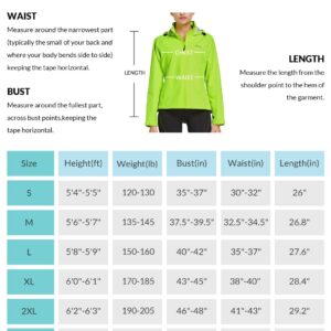 BALEAF Women's Rain Jackets Waterproof Windbreaker Windproof Lightweight Running Cycling Jackets Reflective Packable Hooded Yellow M