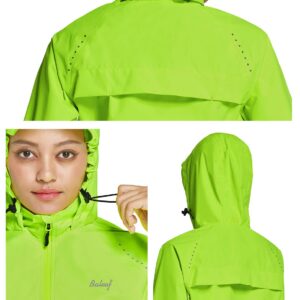 BALEAF Women's Rain Jackets Waterproof Windbreaker Windproof Lightweight Running Cycling Jackets Reflective Packable Hooded Yellow M