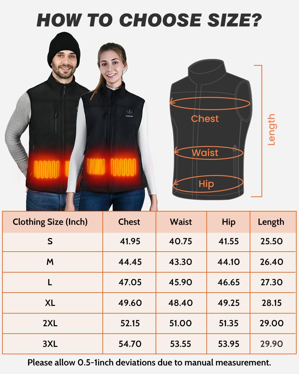 FUNPRO Heated Vest for Men Women, Windproof Electric Heating Vest, Softshell Sleeveless Sports Jacket, Battery Not Included