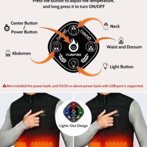 FUNPRO Heated Vest for Men Women, Windproof Electric Heating Vest, Softshell Sleeveless Sports Jacket, Battery Not Included