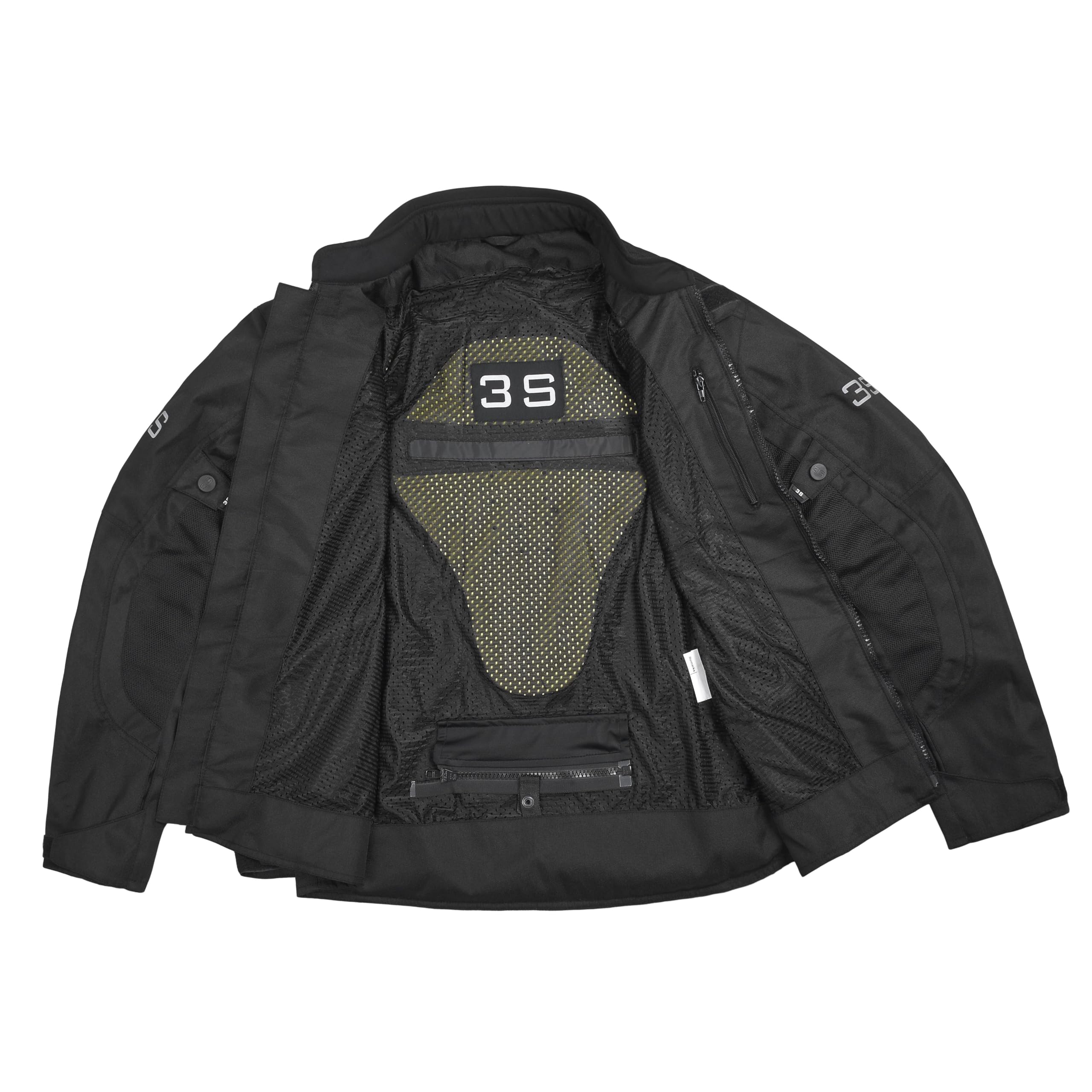 3S HIGH-PERFORMANCE MESH MOTORCYCLE JACKET- BREATHABLE, CE ARMORED FOR BIKER, RIDING PROTECTION...BLACK, 2-XL