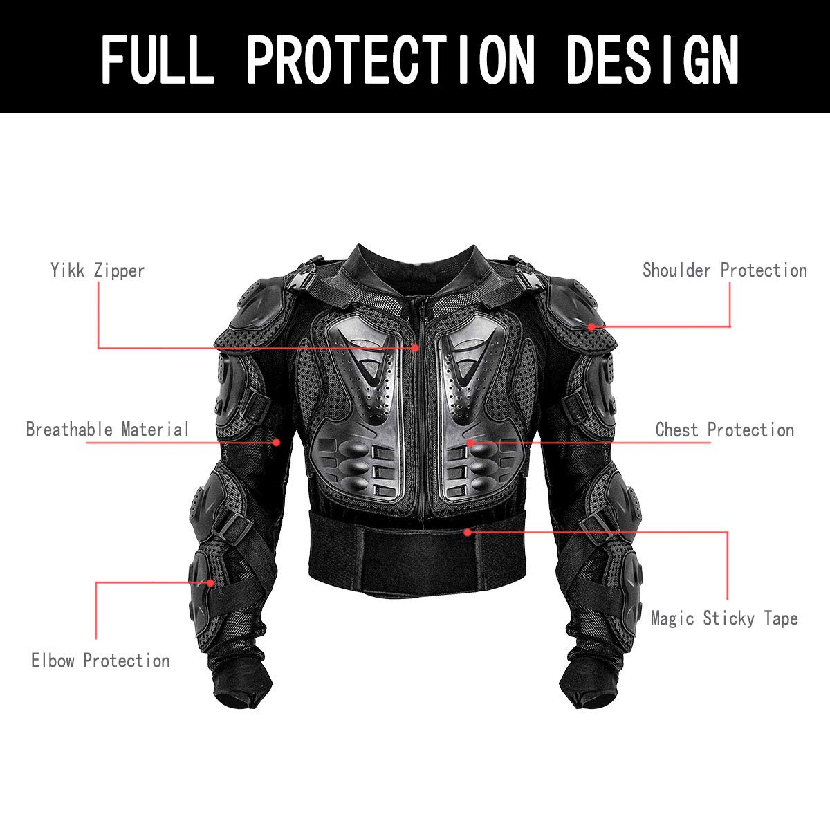 Motorcycle Protective Jacket Full Body Armor Dirt Bike Gear ATV Safety Motocross Protector Bike Body Armors Cycling Biking Riding Protector for Mountain Bike MTB KTM Off-Road Skiing Skating Men Women