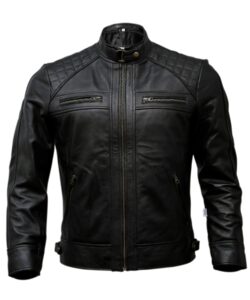 mens genuine leather biker jacket black | vintage brown distressed lambskin motorcycle jackets for men (black, x-large)