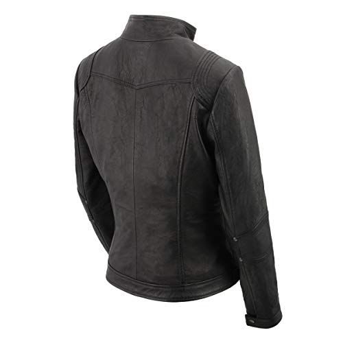 Milwaukee Leather SFL2801 Women's 'Racer' Black Stand Up Collar Motorcycle Fashion Leather Jacket - X-Large