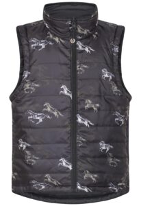 kerrits kids pony tracks reversible quilted vest black run free multi/black size: m