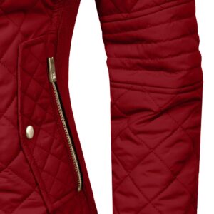 NE PEOPLE Womens Lightweight Quilted Zip Jacket, NEWJ22-BURGUNDY, Small