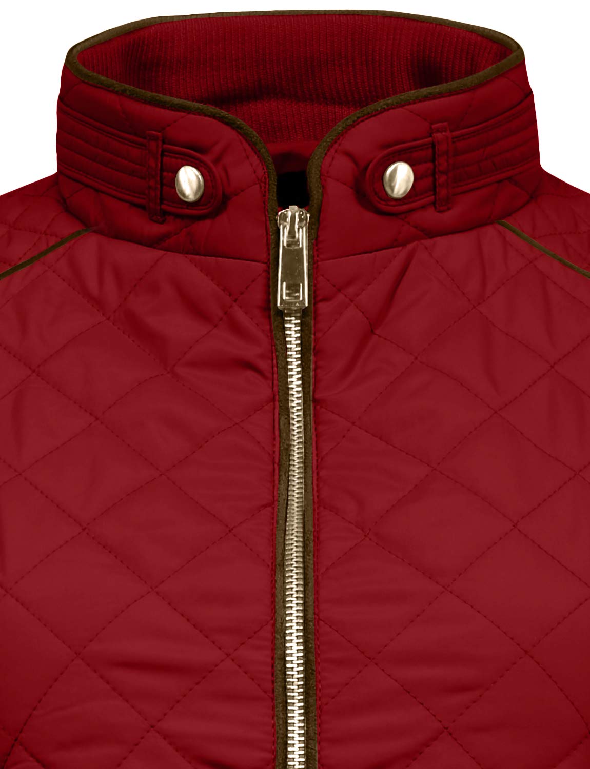 NE PEOPLE Womens Lightweight Quilted Zip Jacket, NEWJ22-BURGUNDY, Small