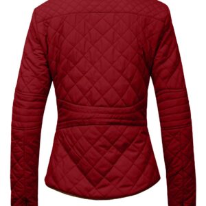 NE PEOPLE Womens Lightweight Quilted Zip Jacket, NEWJ22-BURGUNDY, Small