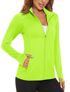 magcomsen women's lightweight workout jackets uv protection jacket long sleeve shirts running fishing hiking shirts fluorescent yellow xl