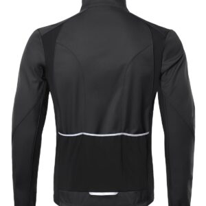 BERGRISAR Winter Cycling Jacket for Men Softshell Windproof Thermal Fleece Bike Clothing Running Jacket Windbreaker Black Large