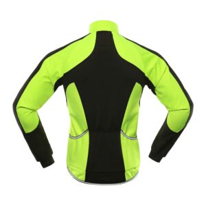 BERGRISAR Men's Cycling Jacket Winter Windbreaker Running Hiking Bike Coat Thermal Fleece Golf Softshell BG011 Green Size Large