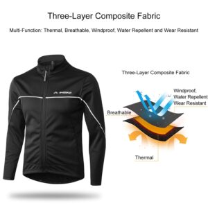 INBIKE Men's Windproof Cycling Bike Jacket Winter Softshell Jackt Windbreaker for Running Hiking Sports Medium