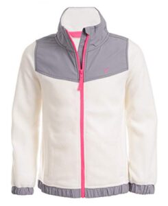 nautica girl's full-zip fleece jacket, signature logo design, lightweight & wind resistant, grey heather, 38