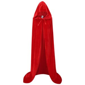 unisex hooded cloak long velvet cape for halloween christmas cosplay costume (l, red)